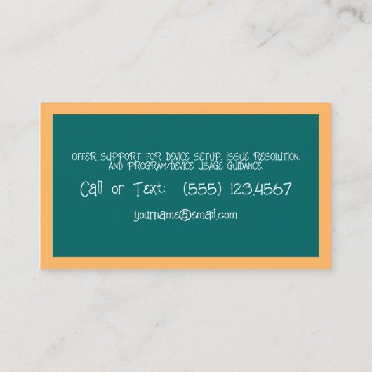 Carte D'appel Enseignant substitut du tableau de bord (Dos)