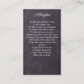 Carte D'appel Eucalyptus Sympathy Funeral Prayer Card Gris Ardoi (Dos)