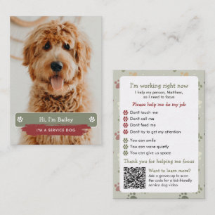 Carte D'appel Explication de l'étiquette du chien de service pou