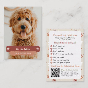 Carte D'appel Explication de l'étiquette du chien de service pou