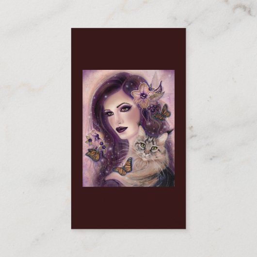 Carte D'appel Femme Imaginaire avec chat par Renee Lavoie (Dos)