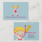 Carte D'appel Fête de Plage de Fille de Snorkeling (Devant / Derrière)