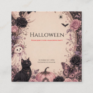 Carte D'appel Fête d'Halloween élégante et botanique sombre