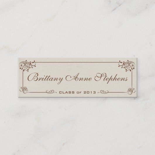 Carte D'appel Fiche de nom de diplôme de toile Insérer (Devant)