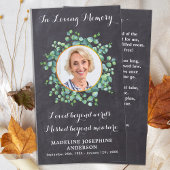 Carte D'appel Fiche de prière funéraire Rustique Élégant Verdure