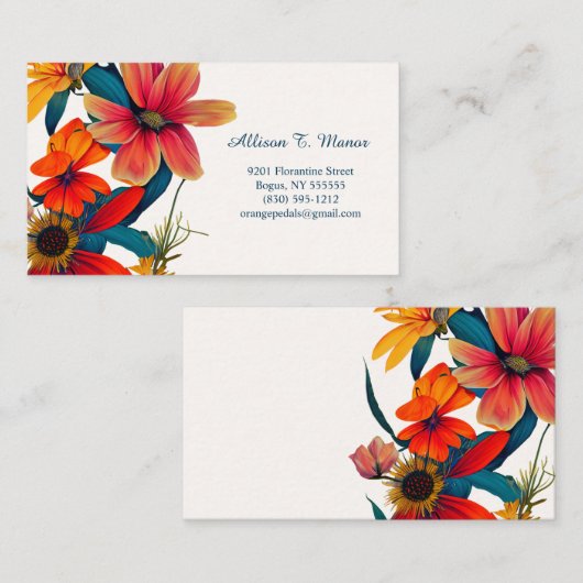 Carte d'appel fleur sauvage (Devant / Derrière)