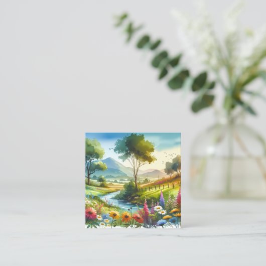 Carte D'appel Fleur sauvage et ruisseau dans la vallée de Spring (Debout devant)