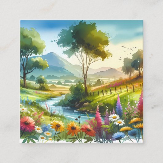 Carte D'appel Fleur sauvage et ruisseau dans la vallée de Spring (Devant)