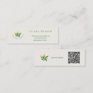 Carte D'appel Fleuriste Artisanal Code QR Botanique Minimaliste