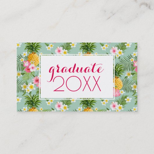 Carte D'appel Fleurs et ananas tropicaux de l'obtention du (Dos)
