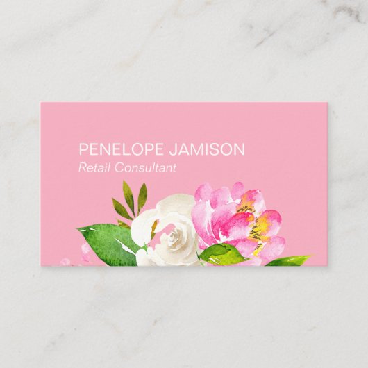 Carte D'appel Fleurs rose corail moderne (Devant)