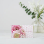Carte D'appel Fleurs roses sur pois (Debout devant)