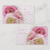Carte D'appel Fleurs roses sur pois (Devant / Derrière)