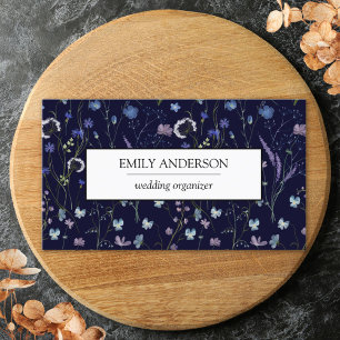 Carte D'appel Fleurs sauvages bleu violet motif floral Entrepris