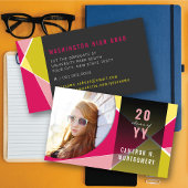 Carte D'appel Fuchsia Stylish Geometry Lines Mod Photo Graduate
