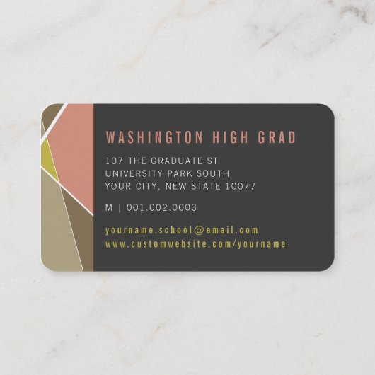 Carte D'appel Fuchsia Stylish Geometry Lines Mod Photo Graduate (Dos)