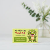 Carte D'appel Fun Personalized Kids Dinosaur Theme  (Debout devant)