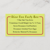 Carte D'appel Fun Personalized Kids Dinosaur Theme  (Dos)