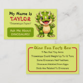 Carte D'appel Fun Personalized Kids Dinosaur Theme  (Devant / Derrière)