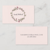 Carte d'appel géométrique de monogramme rose Flora (Devant / Derrière)