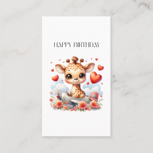 Carte D'appel Girafe Avion Anniversaire (Devant)
