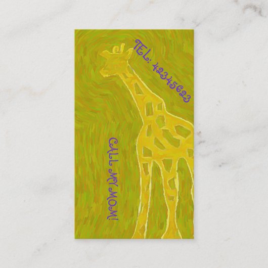 Carte D'appel Girafe DORÉE (Devant)