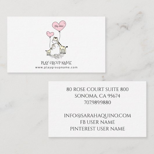 Carte D'appel Giraffes Whimsical Personnalisé Maman & Groupe de  (Devant / Derrière)