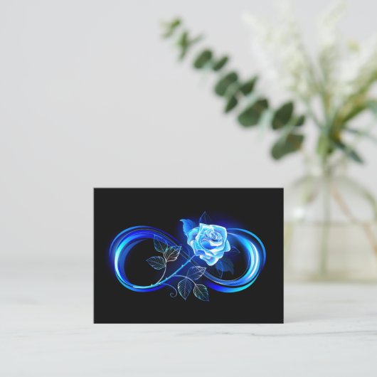 Carte D'appel Glowing infinity with blue rose (Debout devant)
