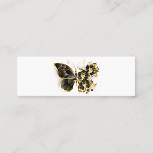Carte D'appel Gold flower Butterfly with Black Orchid (Devant)