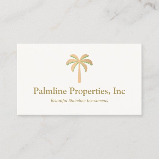 Carte D'appel Gold Palm Tree Beach Front Immobilier (Devant)