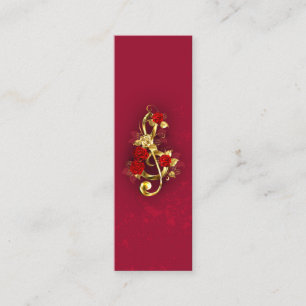 Carte D'appel Golden Treble Clef avec fleurs Roses