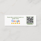 Carte D'appel Google Business Review Green Minimalist (Dos)
