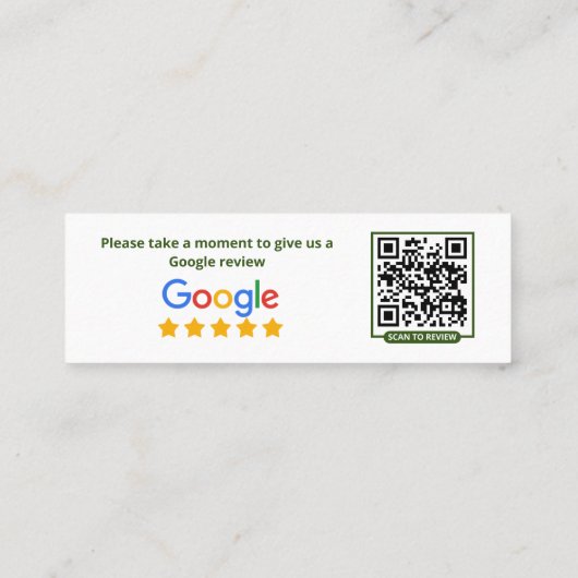 Carte D'appel Google Business Review Green Minimalist (Dos)