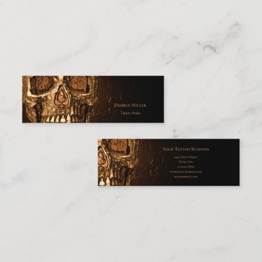 Carte D'appel Gothique Crâne visage brillant or noir Tatouage Bo (Devant / Derrière)