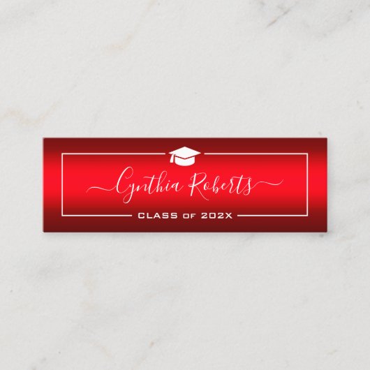 Carte D'appel Graduation de script simple Dégradé rouge moderne (Devant)