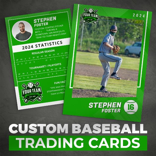 Carte D'appel Green Baseball Trading Card Pro Baseball Player