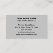 Carte d'appel Gris Design Textes simples (Dos)