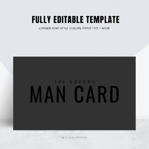 Carte D'appel Groomsman Proposition Man Card Black on Black