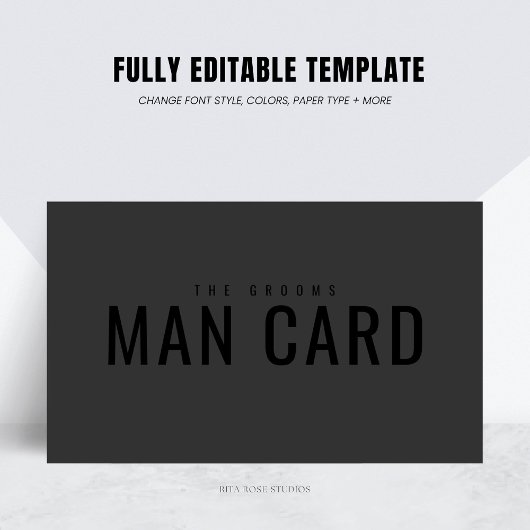 Carte D'appel Groomsman Proposition Man Card Black on Black