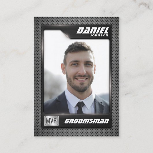 Carte D'appel Groomsman Trading Card, MVP Best Man Gift, Mariage (Devant)