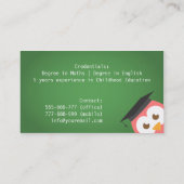 Carte D'appel Hibou rose mignon avec le casquette d'obtention du (Dos)