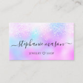 Carte D'appel Holographique Parties scintillant Pastel QR Code G (Devant)