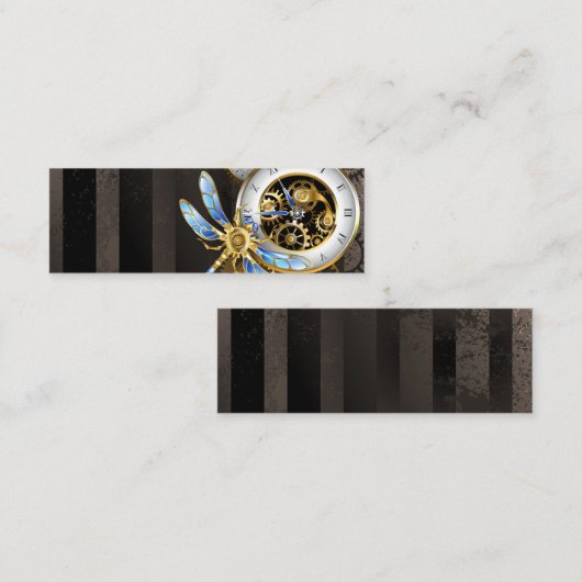 Carte D'appel Horloge à vapeur avec libellule mécanique (Devant / Derrière)