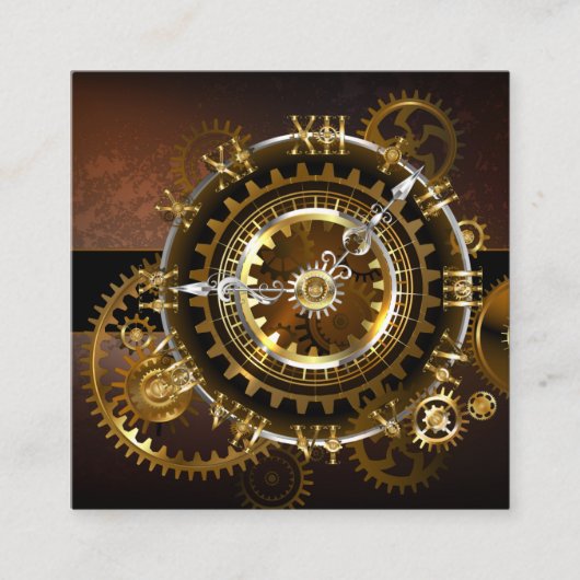 Carte D'appel Horloge Steampunk avec des engrenages anciens (Devant)