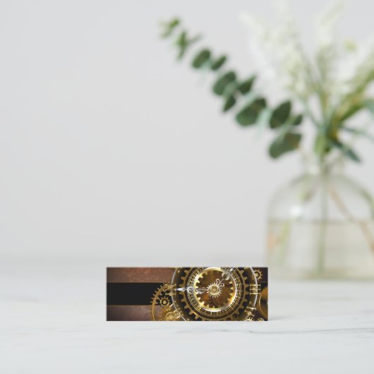 Carte D'appel Horloge Steampunk avec des engrenages anciens (Debout devant)