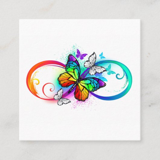 Carte D'appel Infini lumineux avec papillon arc-en-ciel (Devant)