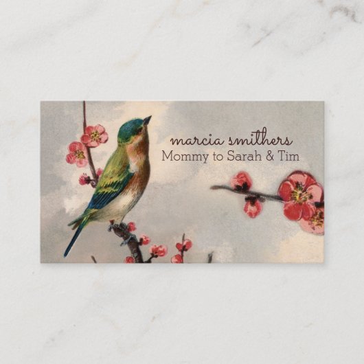 Carte D'appel information florale de télécarte de maman d'oiseau (Devant)