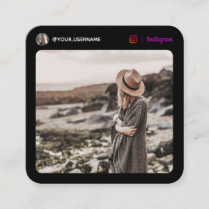 Carte D'appel Instagram médias sociaux photo moderne noir minima