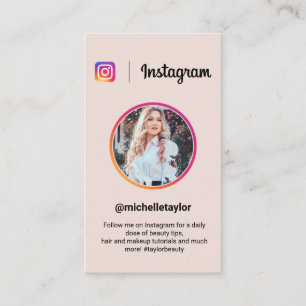 Carte D'appel Instagram photo rose moderne branché sur les média