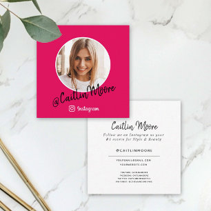 Carte D'appel Instagram Script photo Hot Pink médias sociaux